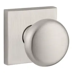 Baldwin PVROUCSR150 Privacy Round Knob and Contemporary Square Rose with 6AL Latch and Dual Strike Satin Nickel Finish