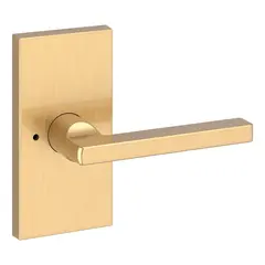 Baldwin PVSQUCFR044 Privacy Square Lever and Contemporary 5" Rose with 6AL Latch and Dual Strike Lifetime Satin Brass Finish