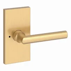 Baldwin PVTUBRCFR044 Privacy Right Hand Tube Lever and Contemporary 5" Rose with 6AL Latch and Dual Strike Lifetime Satin Brass Finish