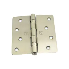 Hager RCBB1741415EA14 4" x 4" 1/4” Radius Full Mortise Residential Weight Ball Bearing Hinge Satin Nickel Finish