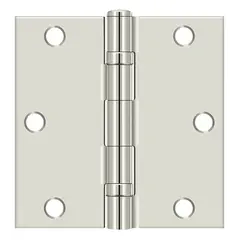 Deltana S35BBU14-R 3-1/2" x 3-1/2" Square Corner Ball Bearing Hinge Bright Nickel Finish