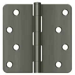 Deltana S44R415A 4" x 4" x 1/4" Radius Hinge; Antique Nickel Finish