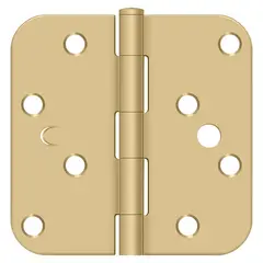 Deltana S44R54BMS 4" x 4" x 5/8" Radius Hinge; Bench Mark; Security; Satin Brass Finish