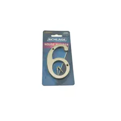 Schlage Residential SC23066619 Solid Brass Carded Classic House Number 6 Satin Nickel Finish