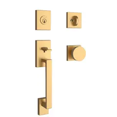 Baldwin SCLAJXCONCSR044 Single Cylinder La Jolla Handleset Contemporary Knob Contemporary Square Rose with 6AL Latch and Dual Strike Lifetime Satin Brass Finish