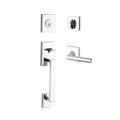 Baldwin SCLAJXTUBCSR260 Single Cylinder La Jolla Handleset Tube Lever Contemporary Square Rose with 6AL Latch and Dual Strike Bright Chrome Finish