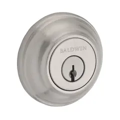 Baldwin SCTRD150 Single Cylinder Traditional Round Deadbolt with 6AL Latch and Dual Strike Satin Nickel Finish