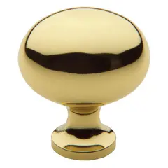 Baldwin 4913031 1-3/8" Oval Cabinet Knob Unlacquered Brass Finish