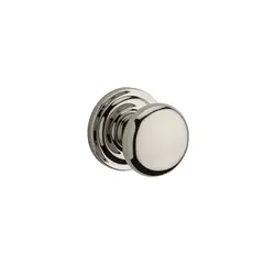 Baldwin PVROUTRR055 Privacy Round Knob and Traditional Round Rose with 6AL Latch and Dual Strike Lifetime Bright Nickel Finish