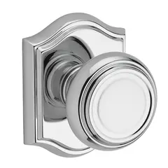 Baldwin PVTRATAR260 Privacy Traditional Knob and Traditional Arch Rose with 6AL Latch and Dual Strike Bright Chrome Finish