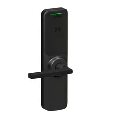 Schlage Electronics XE360EW25ROFISMP6LAT622 XE360 Series Wireless Exit Trim with Wide Escutcheon for Falcon 25 Rim Device, Offline Indicator Function with Smart Mobile Reader, Latitude Lever, and 6 Pin C Keyway Matte Black Finish