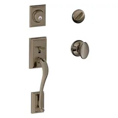 Schlage Residential F60ADD620SIE Addison Exterior Active Handleset C Keyway with Siena Knob Interior Active Trim with 12326 Latch and 10269 Strikes Antique Nickel Finish