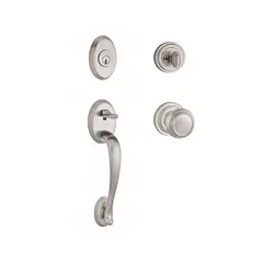 Baldwin SCCOLXTRATRR150 Single Cylinder Columbus Handleset Traditional Knob and Traditional Round Rose with 6AL Latch and Dual Strike Satin Nickel Finish