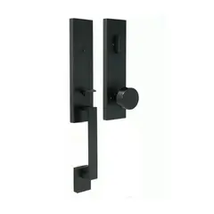 Weslock 02870-242SL2D Leighton Single Cylinder Handleset with Mesa Knob Trim with Adjustable Latch and Round and Square Corner Strikes Matte Black Finish