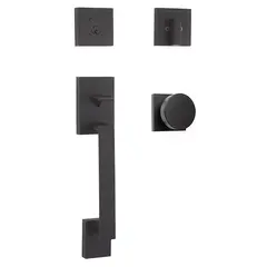 Weslock 02880-242FR2D Brookside Single Cylinder Handleset with Mesa Knob Trim with Adjustable Latch and Round Corner Strikes Matte Black Finish