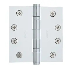 Baldwin 1041260I 4" x 4" Ball Bearing Mortise Square Hinge Bright Chrome Finish