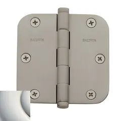 Baldwin 1135055I 3-1/2" x 3-1/2" - 5/8" Radius Mortise Hinge Lifetime Bright Nickel Finish