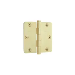 Baldwin 1435044I 3-1/2" x 3-1/2" - 1/4" Radius Mortise Hinge Lifetime Satin Brass Finish