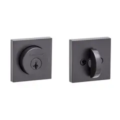 Kwikset 158SQT-514S.STRKP Halifax Square Rose Single Cylinder Deadbolt SmartKey with 6AL Latch and STRKP Strike Pack which includes Square Corner, Round Corner and 5303 Round Corner Full Lip Strikes KA3 Matte Black Finish