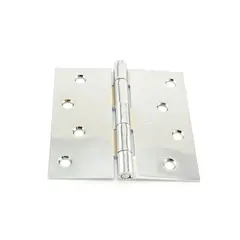 Hager 1741426EA 4" x 4" Steel Square Corner Full Mortise Plain Bearing Residential Hinge Bright Chrome Finish