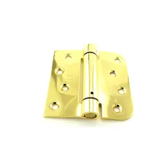 Hager 175443 4" x 4" Square by 5/8" Radius Corner Steel Full Mortise Residential Spring Hinge Bright Brass Finish