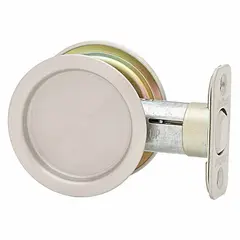 Kwikset 334-15 Round Passage Pocket Door Lock Satin Nickel Finish