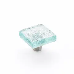 SCHAUB 34-PAQ Schaub  1-1/2" Square Glass Ice Cabinet Knob Pearl Aqua Finish