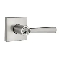 Baldwin 354SPLSQR15S Entry Spyglass Lever with Square Rose with 6AL Latch; RCS Strike; and SmartKey Satin Nickel Finish