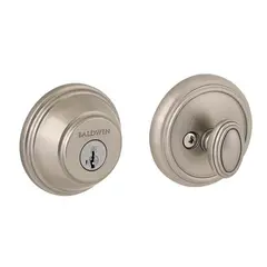 Baldwin 380RDB15S Round Single Cylinder Deadbolt with RCAL Latch; RCS Strike; and Smart Key Satin Nickel Finish