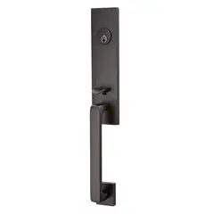 Emtek 4818STUUS19RH Stuttgart Lever Right Hand 2-3/8" and 2-3/4" Backset Single Cylinder Davos Tubular Handleset Flat Black Finish