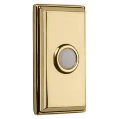 Baldwin 4860031 Rectangular Bell Button Unlacquered Brass Finish