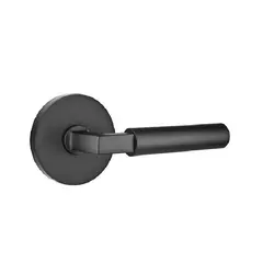 Emtek 5059HECUS19 Hercules Lever Dummy Pair with Disk Rose for 1-1/4" to 2" Door Flat Black Finish