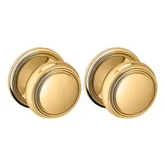 Baldwin 5068003PASS Preconfigured 5068 Knob with 5070 Rose Passage Lock with 2-3/8" Backset and Full Lip Strike Lifetime Brass Finish