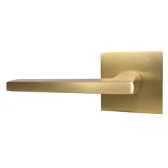 Emtek 5110HLOUS4LH.RLS Helios Lever Left Hand 2-3/8" Backset with Radius Latch Strike Passage with Square Rose for 1-1/4" to 2" Door Satin Brass Finish