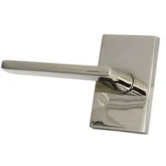 Emtek 5112HLOUS14LH Helios Lever Left Hand 2-3/8" Backset Passage with Modern Rectangular Rose for 1-1/4" to 2" Door Polished Nickel Lifetime Finish