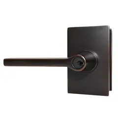 Emtek 5123HLOUS10BLH Helios Lever Left Hand 2-3/8" Backset Keyed Entry with Modern Rectangular Rose for 1-3/8" to 2-1/16" Door Oil Rubbed Bronze Finish