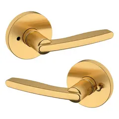 Baldwin 5164044PRIV Preconfigured 5164 Lever with 5146 Rose Privacy Lock with 2-3/8" Backset and Full Lip Strike Lifetime Satin Brass Finish