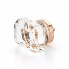 SCHAUB 52-PRG Schaub  City Lights Rectangular Glass Knob Polished Rose Gold Finish