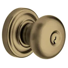 Baldwin 5205050ENTR 5205 Classic Knob Emergency Egress Keyed Entry Antique Brass Finish