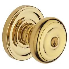 Baldwin 5210003ENTR 5210 Colonial Knob Emergency Egress Keyed Entry Lifetime Brass Finish