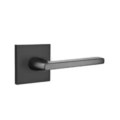 Emtek 5210HLOUS19RH Helios Lever Right Hand 2-3/8" Backset Privacy with Square Rose for 1-1/4" to 2" Door Flat Black Finish