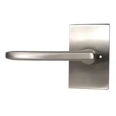 Emtek 5212HLOUS15LH.RLS Helios Lever Left Hand 2-3/8" Backset with Radius Latch Strike Privacy with Modern Rectangular Rose for 1-1/4" to 2" Door Satin Nickel Finish