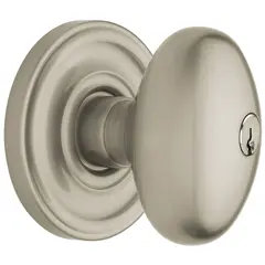 Baldwin 5225056ENTR 5225 Egg Knob Emergency Egress Keyed Entry Lifetime Satin Nickel Finish