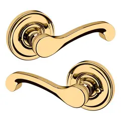 Baldwin 5445V003PRIV Privacy Preconfigured 5445V Lever with 5148 Rose Lifetime Brass Finish