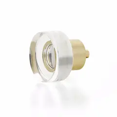 SCHAUB 56-SB Schaub  City Lights Round Disc Glass Knob Satin Brass Finish