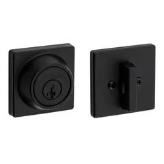 Kwikset 660SQT-514S.DS Single Cylinder Square Deadbolt SmartKey with RCAL Latch and Dual RCS and 5303 Full Lip Strike K3 Matte Black Finish