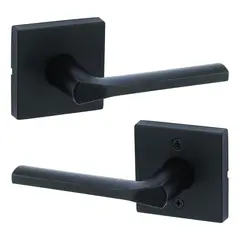 Kwikset 720LSLSQT-514 Lisbon Lever with Square Rose Passage Door Lock with 6AL Latch and RCS Strike Matte Black Finish