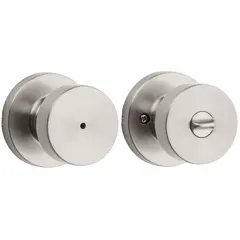 Kwikset 730PSKRDT-15 Pismo Knob with Round Rose Privacy Lock with 6AL Latch and RCS Strike Satin Nickel Finish