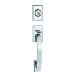 Kwikset 800TVHLIP-26S.STRKP Tavaris Single Cylinder Exterior Handleset SmartKey with 6AL Latch and STRKP Strike Pack which includes Square Corner, Round Corner and 5303 Round Corner Full Lip Strikes Bright Chrome Finish