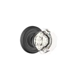 Emtek 8050OTUS19 Old Town Glass Knob Dummy Pair with Regular Rose for 1-1/4" to 2" Door Flat Black Finish